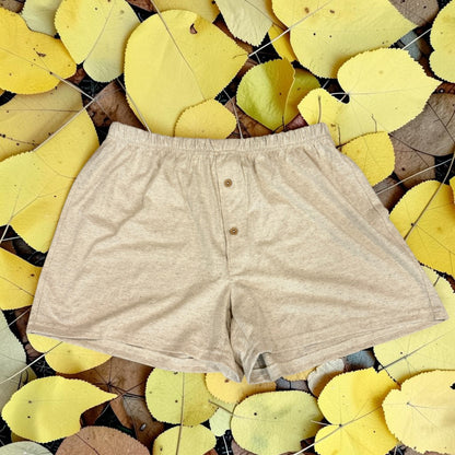 Men’s Hemp Knit Boxer Shorts with Elastic Waist and Button Fly