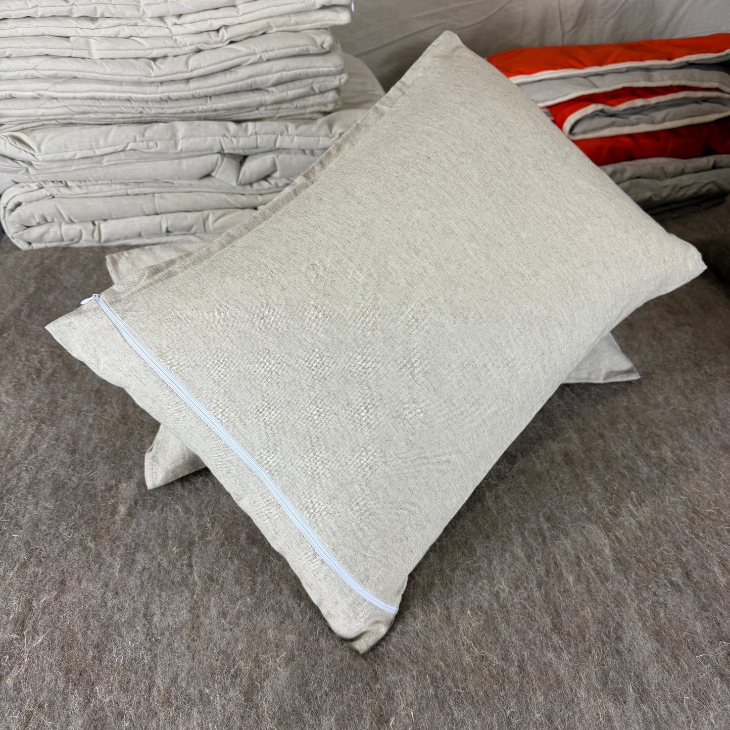 Hemp Pillow Cover with Zipper, Green or Natural