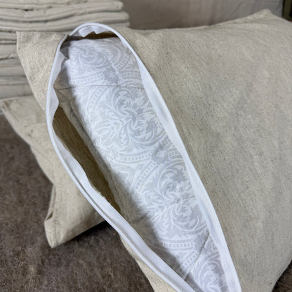 Hemp Pillow Cover with Zipper, Green or Natural