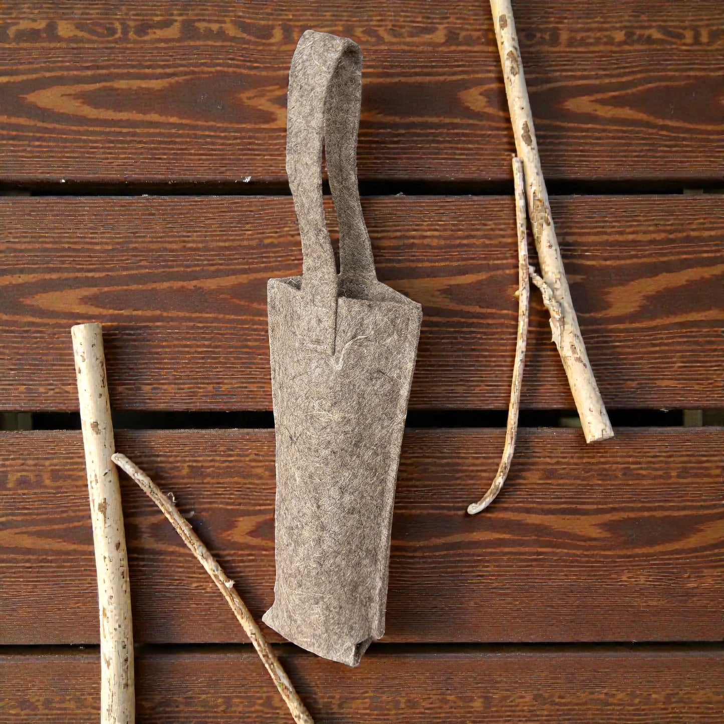Hemp Fiber Wine Bottle Bag – Reusable Felt Bottle Tote with Handle