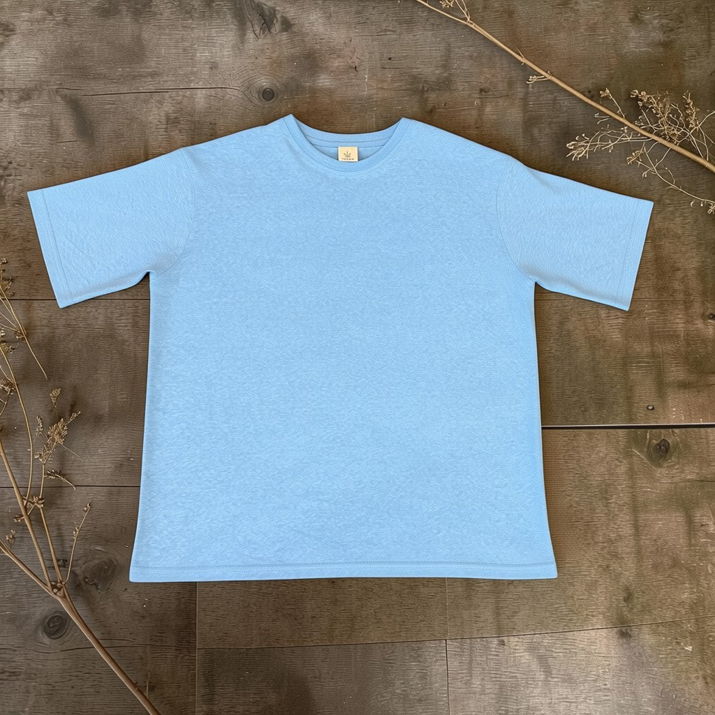 Men’s Sky Blue Hemp Cotton Oversized T-Shirt