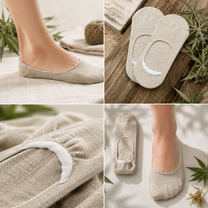 Hemp No-Show Socks — Natural Gray