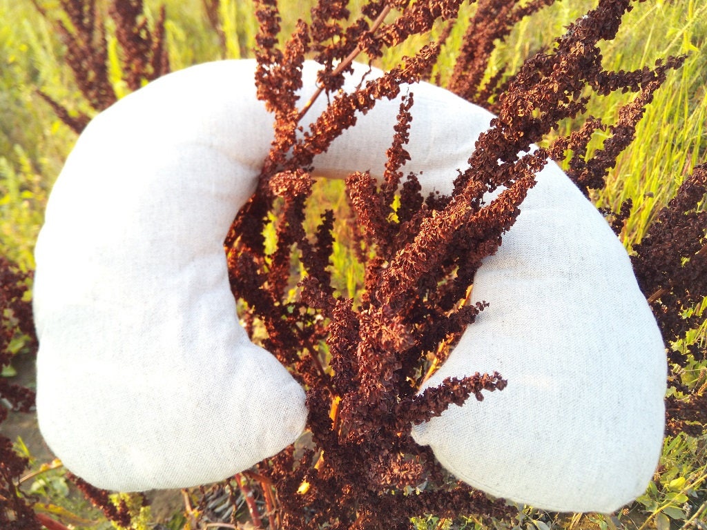 Hemp neck pillow with hemp filler and cover, Organic car, Hemp eco bedding