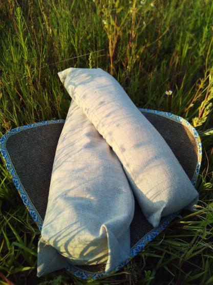 Buckwheat hulls inside hemp pillow, Hemp headrest, Organic Throw Pillow filled with Buckwheat hulls