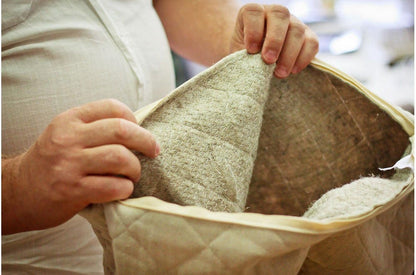 Quilted hemp pillowcase with organic hemp fiber,  cover for pillow