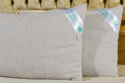 Quilted hemp pillowcase with organic hemp fiber, Cannabis cover for pillow washable