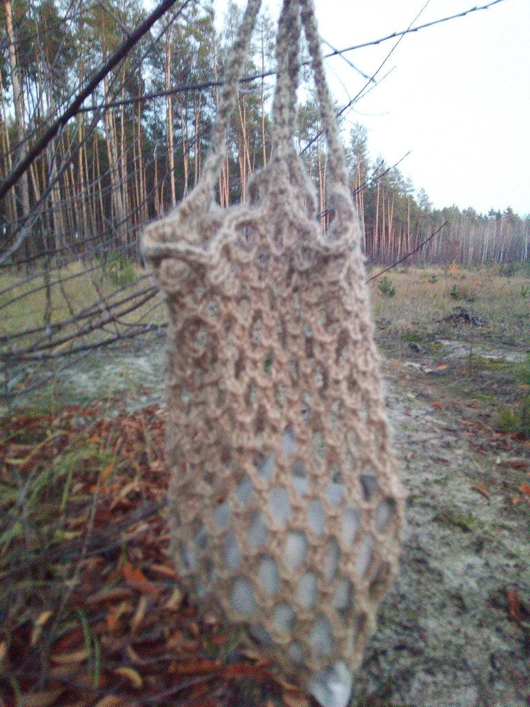 Hemp knit bag transparent, Use as market bag or to take some products to the beach