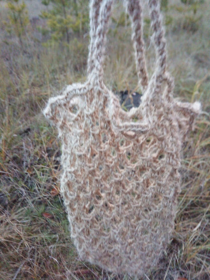 Hemp knit bag transparent, Use as market bag or to take some products to the beach