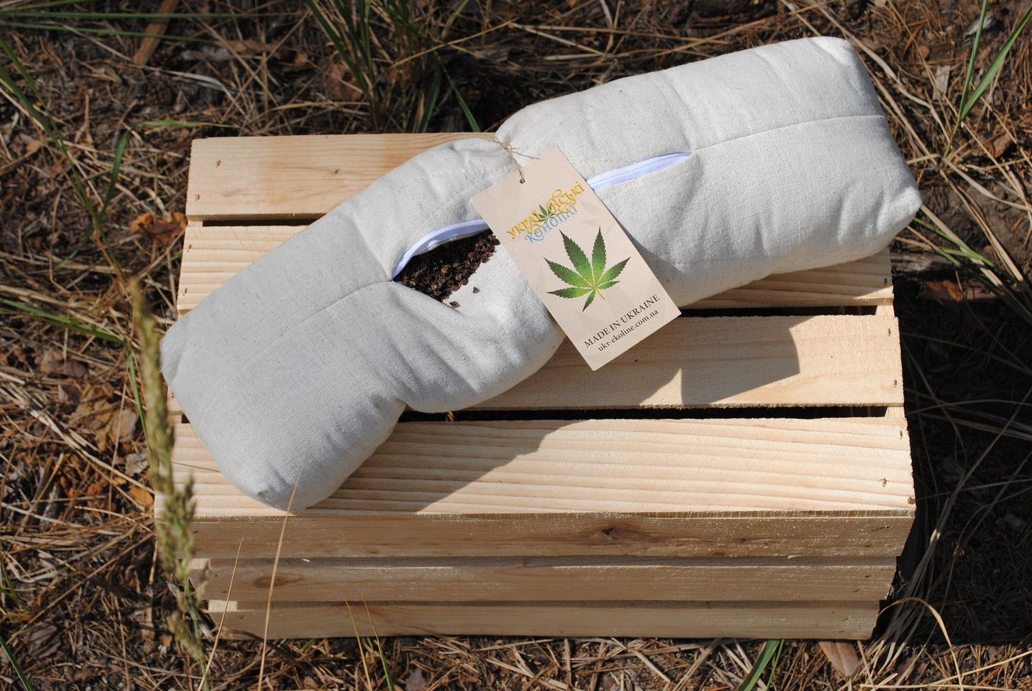 Hemp roll pillow with  Buckwheat hulls, Organic cushion with massage filler
