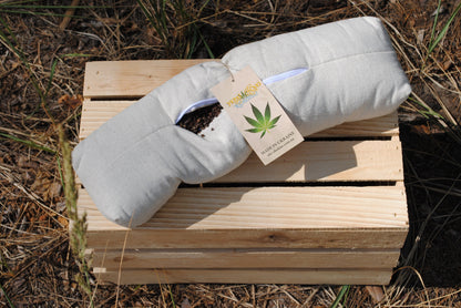 Hemp roll pillow with  Buckwheat hulls, Organic cushion with massage filler