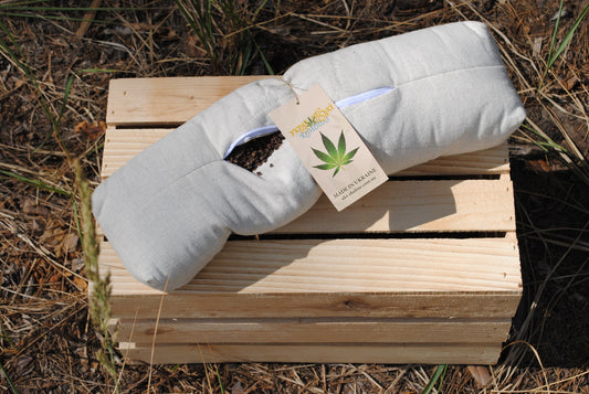 Hemp roll pillow with  Buckwheat hulls, Organic cushion with massage filler