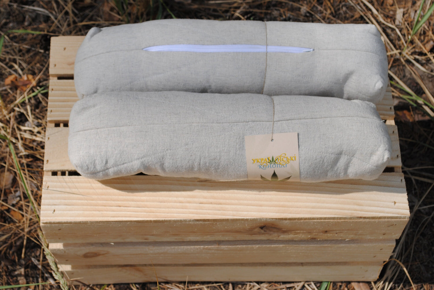Hemp roll pillow with  Buckwheat hulls, Organic cushion with massage filler