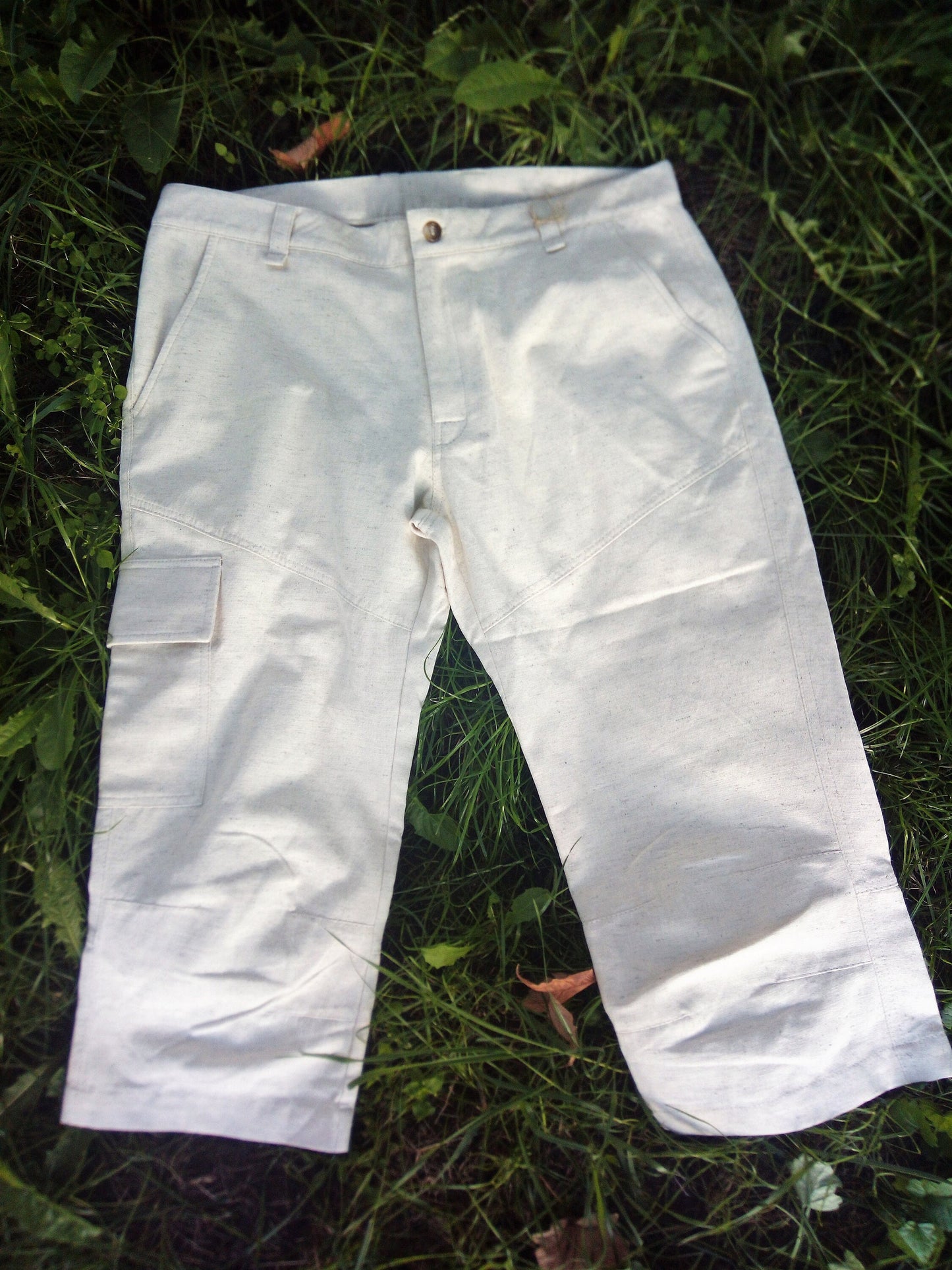 Handmade hemp long shorts, Knee-breeches for men, Casual clothing and natural product, hemp breeches