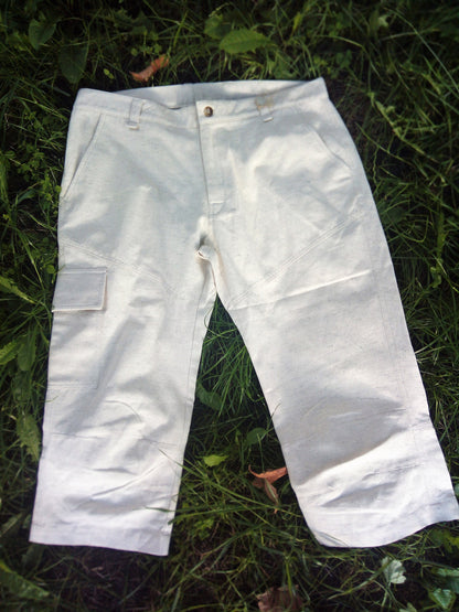 Handmade hemp long shorts, Knee-breeches for men, Casual clothing and natural product, hemp breeches