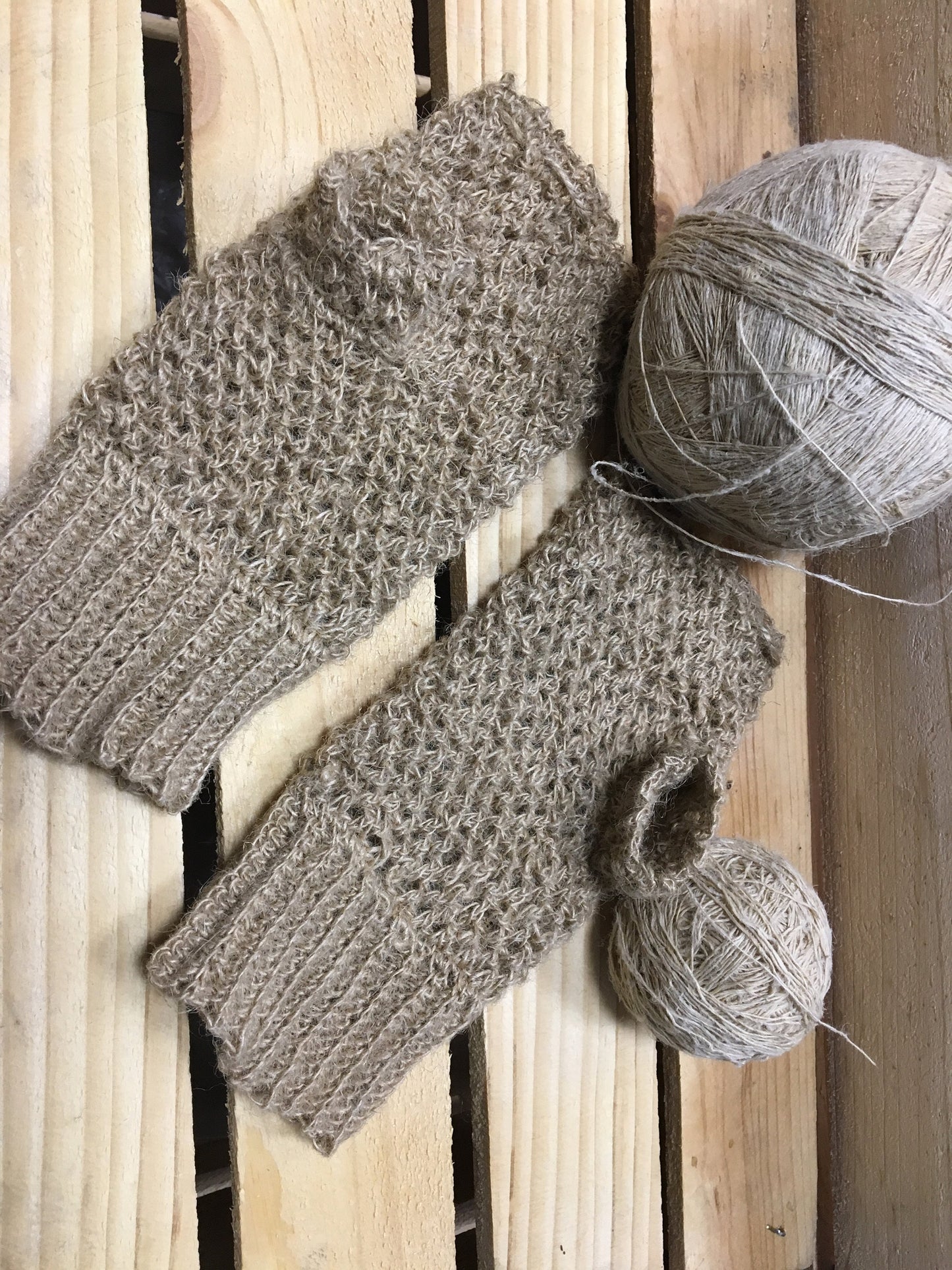 Hemp mittens, knitted mittens unisex