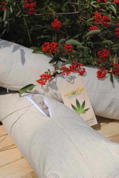 Buckwheat hulls inside hemp pillow, Hemp headrest, Organic Throw Pillow filled with Buckwheat hulls