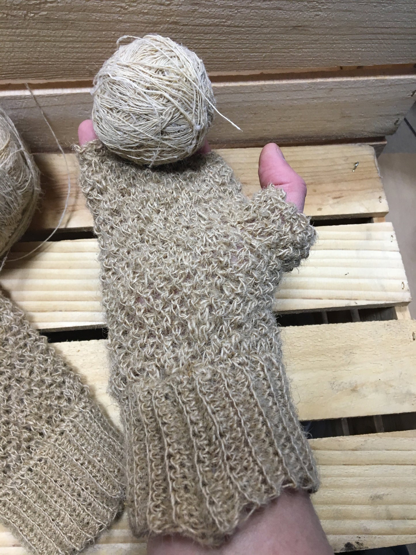 Hemp mittens, knitted mittens unisex