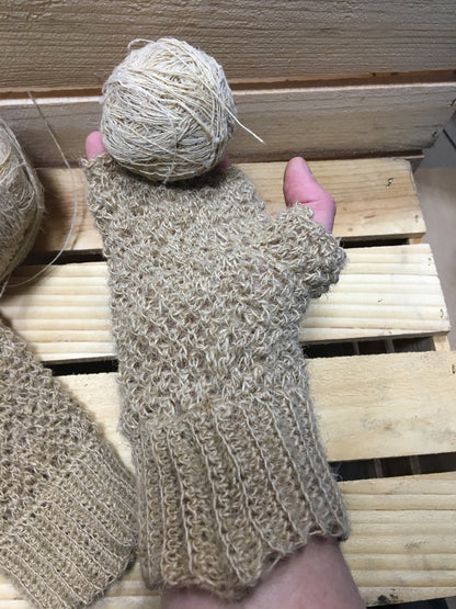 Hemp mittens, knitted mittens unisex
