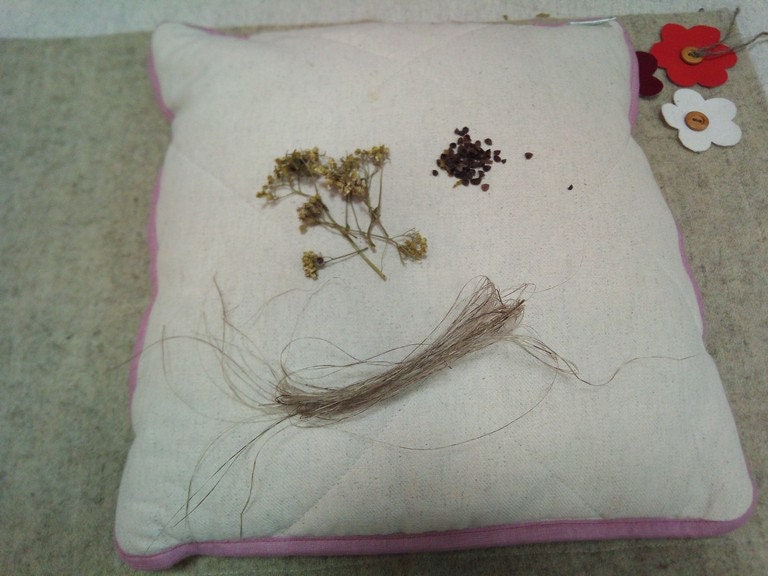 Hemp aromatherapy pillow with dried yarrow, chamomile and buckwheat husk, Orthopedic pillow