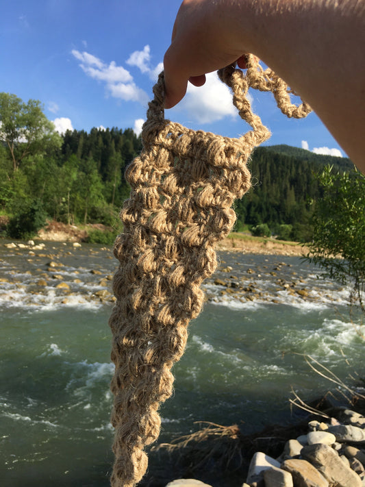 Hemp back scrubber, washcloth made of hemp thread