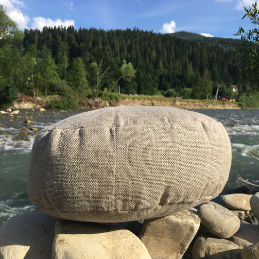 Hemp Round Zafu Meditation Cushion - Hemp Zafu with Hemp Filler-Organic Hemp floor cushion with hemp filler