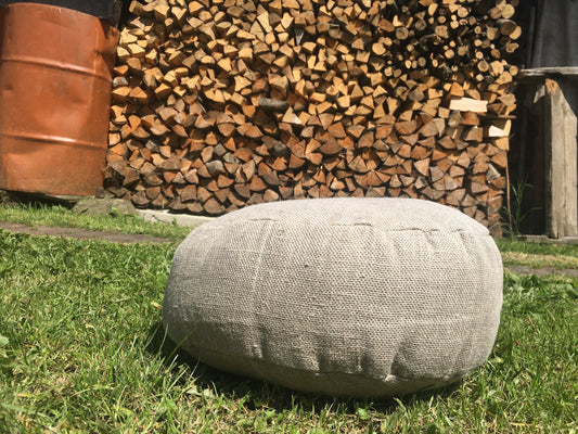 Hemp Round Zafu Meditation Cushion - Hemp Zafu with Hemp Filler-Organic Hemp floor cushion with hemp filler