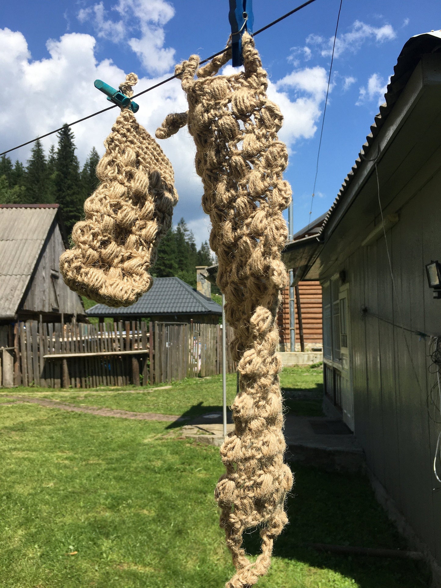 Hemp crochet washcloths, Hemp back scrubber and bath mitten