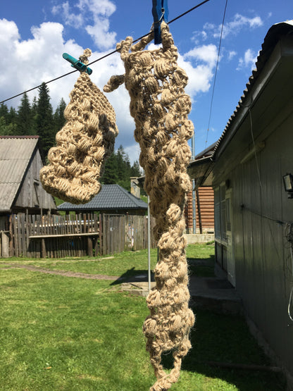 Hemp crochet washcloths, Hemp back scrubber and bath mitten