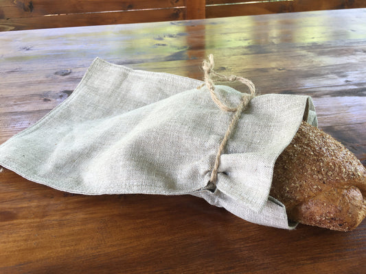 Hemp Bread Bag, Drawstring Bag Set, Produce market anti-microbial fruit possible usage