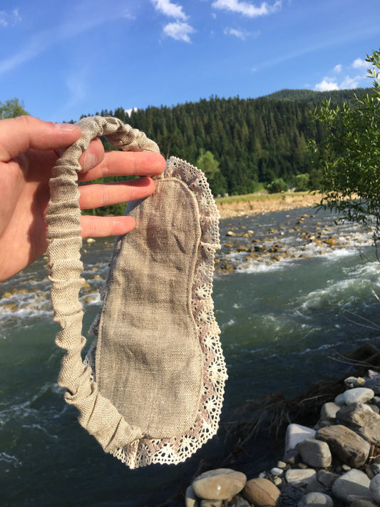Hemp sleep mask unisex, Organic natural cloth - pleasant to touch, keeps your sweet dreams in safe