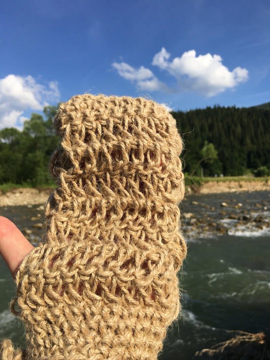Hemp mitten washcloth, Crochet washcloth, Organic crochet spa sponge, Knitted hemp yarn wash cloth