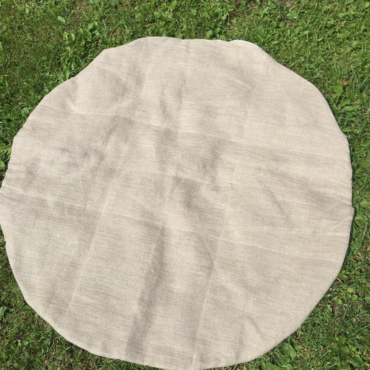 Round hemp rug, Natural and green colour