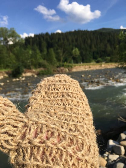 Hemp crochet washcloth like a mitt