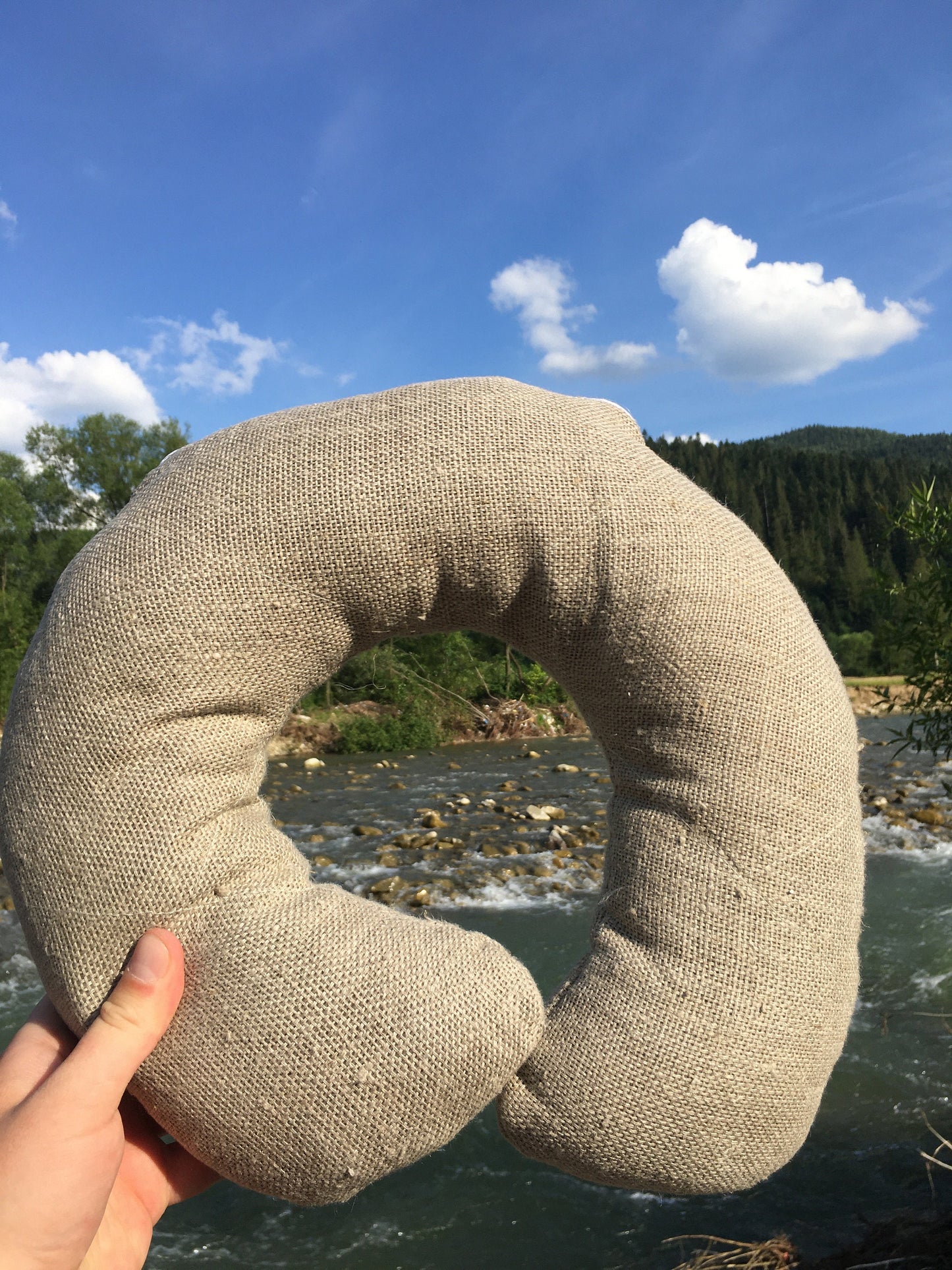 Hemp travel pillow, Hemp neck pillow with hemp filler, Car pillow