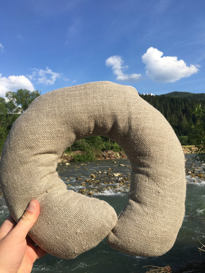 Hemp travel pillow, Hemp neck pillow with hemp filler, Car pillow