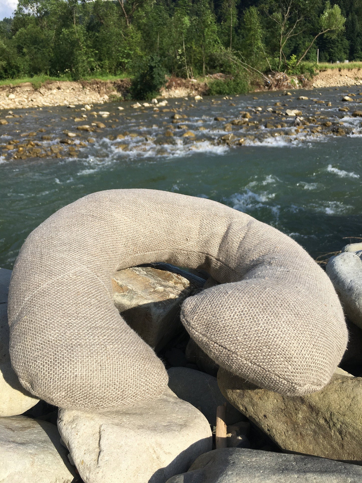 Hemp travel pillow, Hemp neck pillow with hemp filler, Car pillow