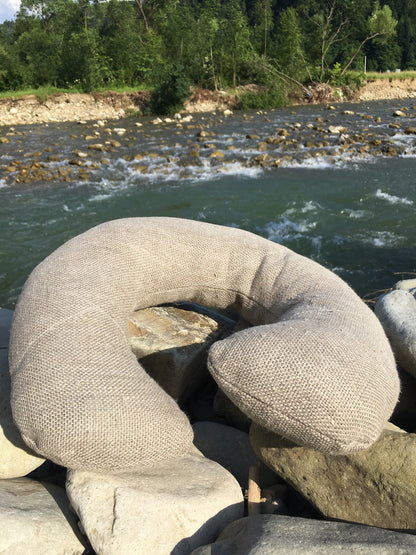 Hemp travel pillow, Hemp neck pillow with hemp filler, Car pillow