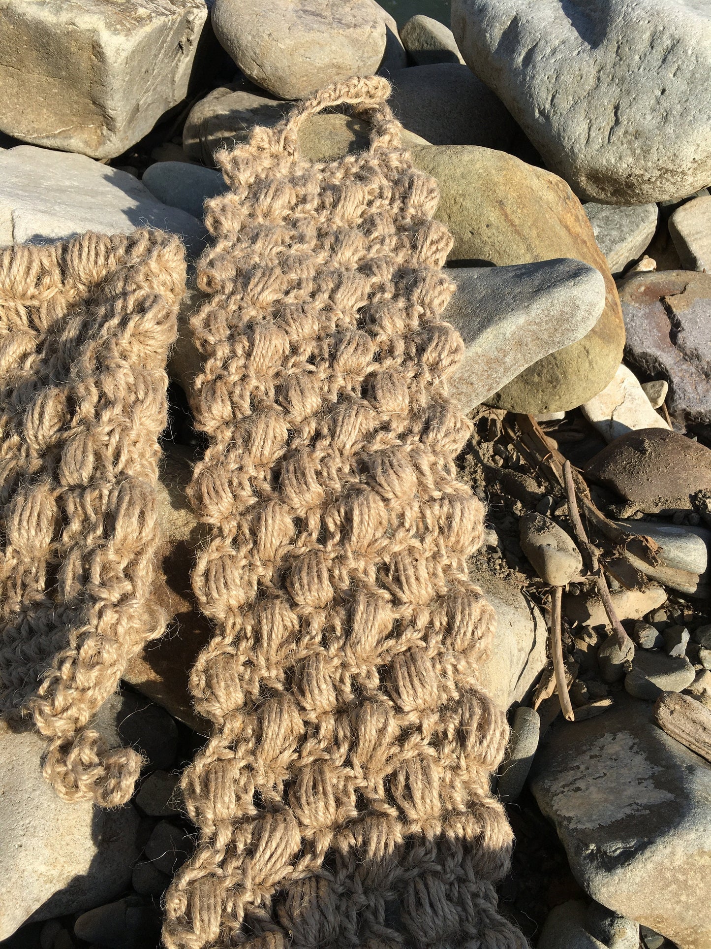 Hemp crochet washcloths, Hemp back scrubber and bath mitten