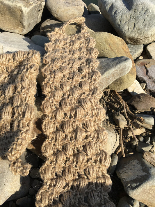 Hemp crochet washcloths, Hemp back scrubber and bath mitten, Set