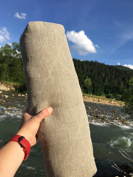 Hemp pillow with hemp filler, Travel pillow for lumbar support, Bolster for everyday yoga