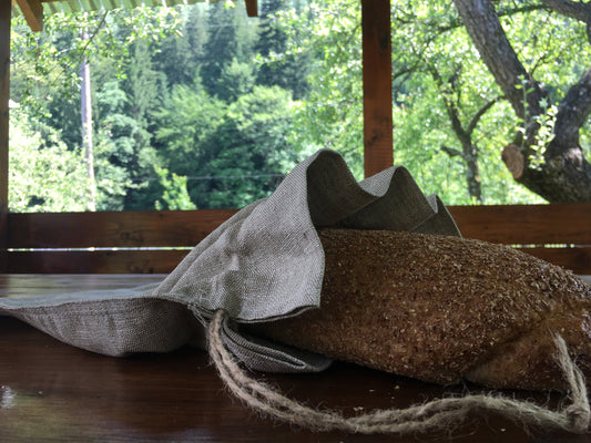 Hemp Bread Bag, Drawstring Bag Set, Produce market anti-microbial fruit possible usage
