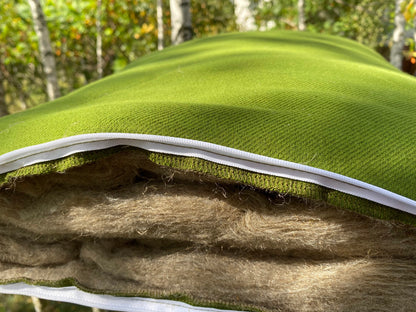 Green hemp pillow with hemp insert, weed natural cloth and filler