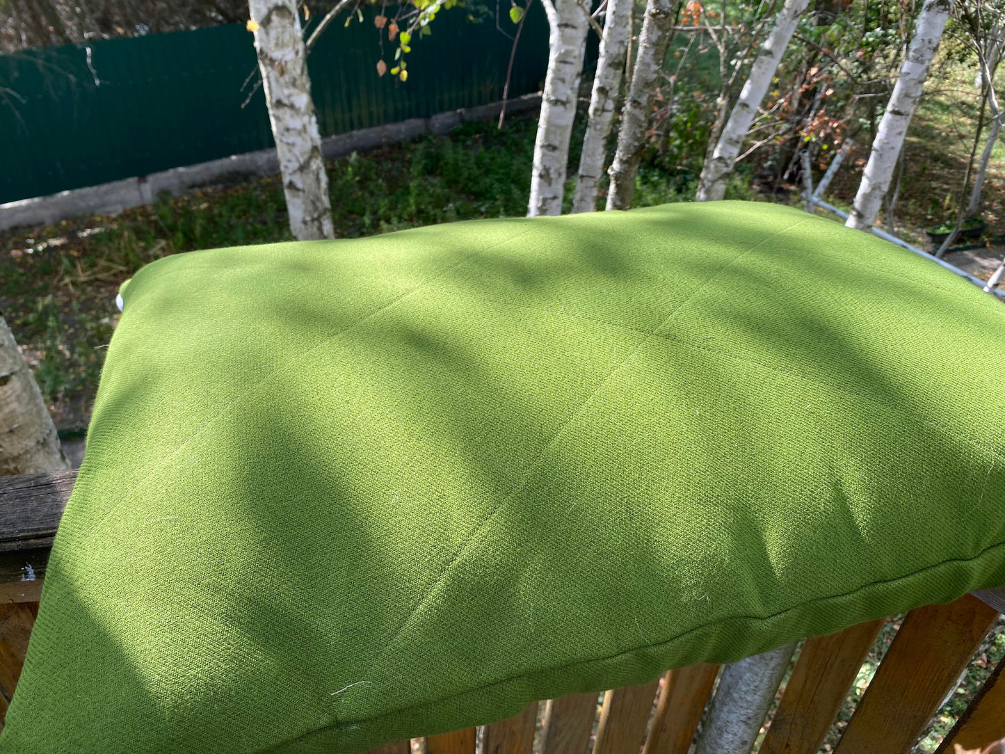 Green hemp pillow with hemp insert, weed natural cloth and filler