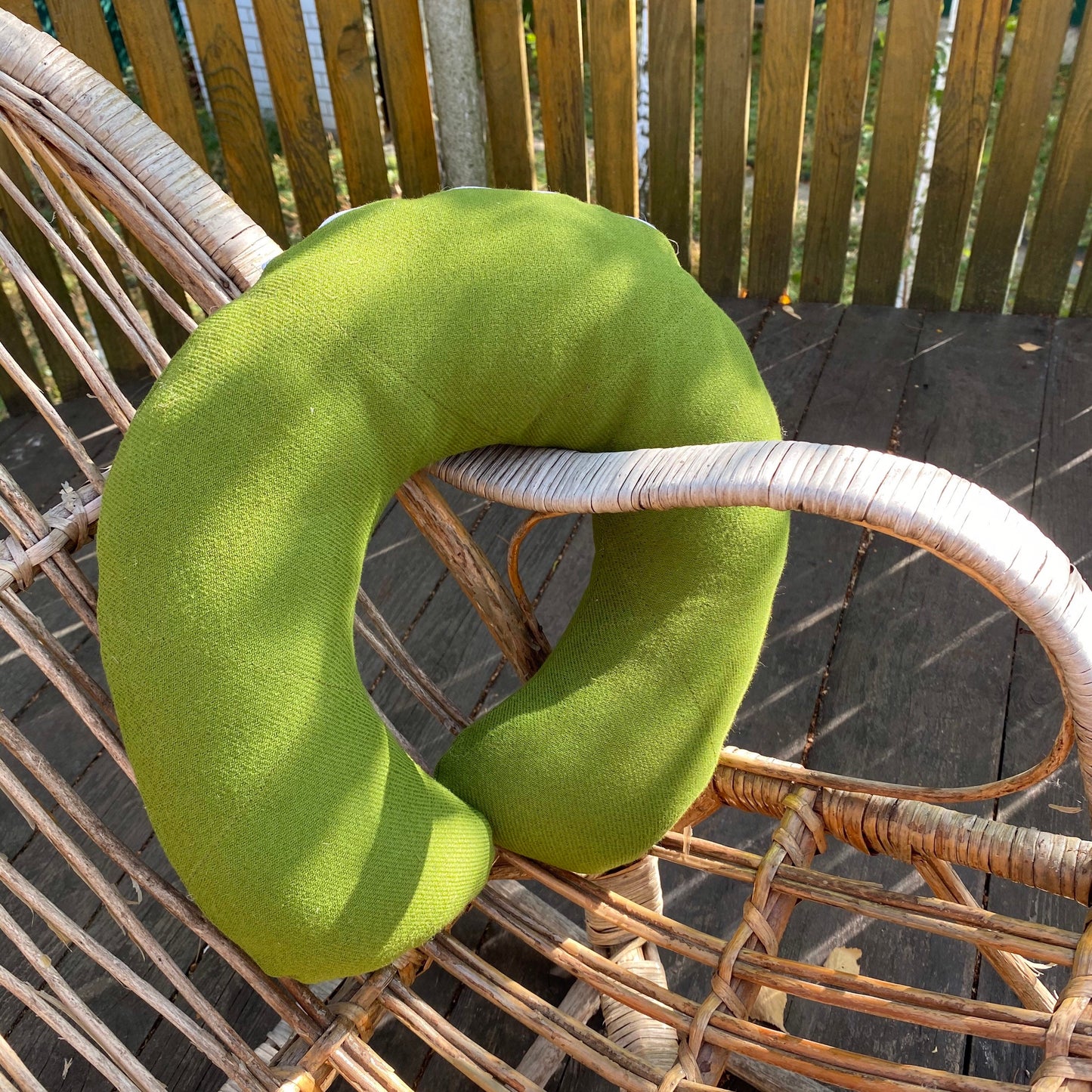 Green travel hemp pillow with hemp filler, Organic car pillow