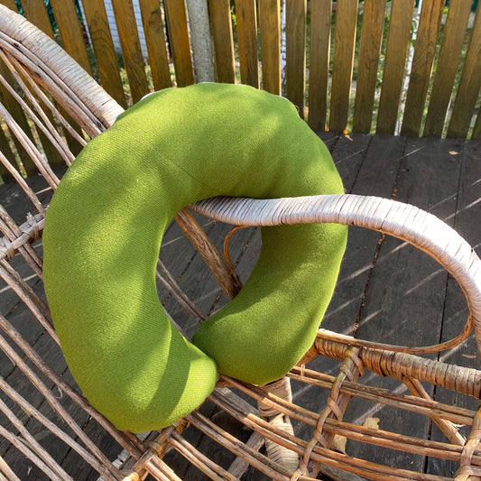 Green travel hemp pillow with hemp filler, Organic car pillow
