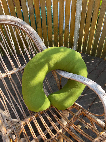 Green travel hemp pillow with hemp filler, Organic car pillow