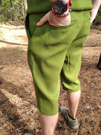 Green hemp shorts for men, Hemp clothing natural with UV protection, Organic cloth