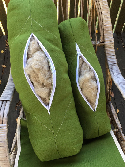 Hemp bolster pillow, Yoga Bolster, Cushion with natural insert, Green color