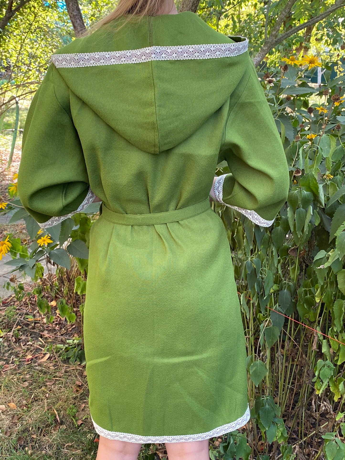 Green hemp woomen bathrobe