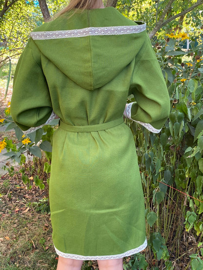 Green hemp woomen bathrobe
